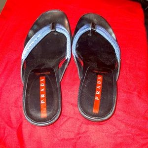 Authentic Prada flip flop sandal with heel.